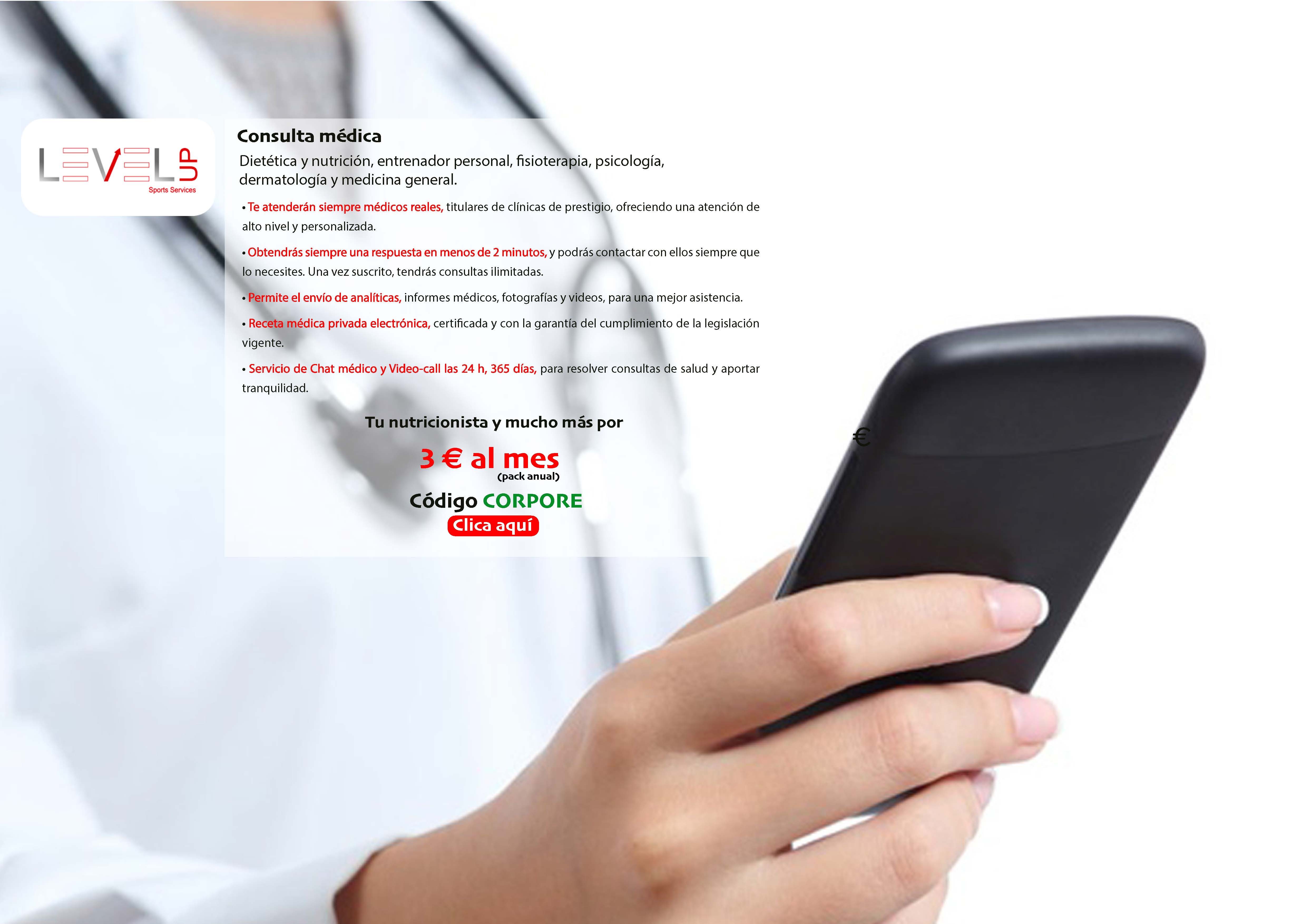 La solución de salud digital que lleva al médico a la palma de tu mano, la de tus clientes y/o empleados.